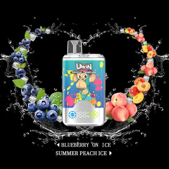 Uwin Crystal Twins 40000 Puffs - Blueberry On Ice / Summer Peach Ice