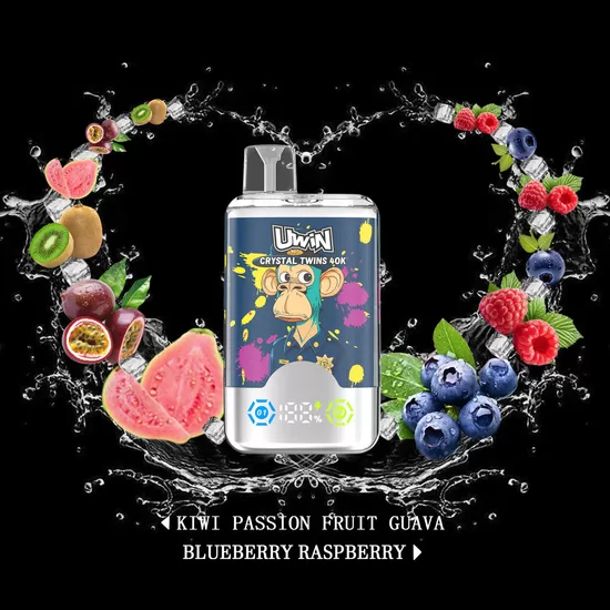 Uwin Crystal Twins 40000 Puffs - Kiwi Passion Fruit Guava / Blueberry Raspberry