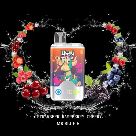 Uwin Crystal Twins 40000 Puffs - Strawberry Raspberry Cherry / Mr Blue